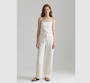 <span class=keywords><strong>Pantaloni</strong></span> Larghi da Spiaggia in <span class=keywords><strong>Cotone</strong></span> e Lino <span class=keywords><strong>Bianchi</strong></span> Personalizzati OEM per Donne e Signore, <span class=keywords><strong>Pantaloni</strong></span> Casual - Product Image 1