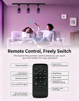 Projecteur sur rail Bluetooth avec haut-parleur, lumière d'ambiance rotative et à intensité variable pour salle de jeux et bureau