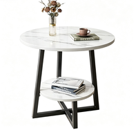 Table d'appoint moderne pliable et mobile à double niveau, multifonctionnelle, écologique, en bois et métal, pour chambre à coucher et mobilier de maison