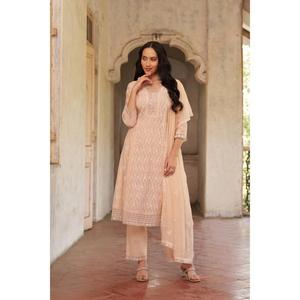 Oferta Especial: Conjunto Étnico de Kurta Anarkali con Cuello en V Bordado para Mujer, con Pantalones y Dupatta a Juego, Disponible a Buen Precio - Product Image 3