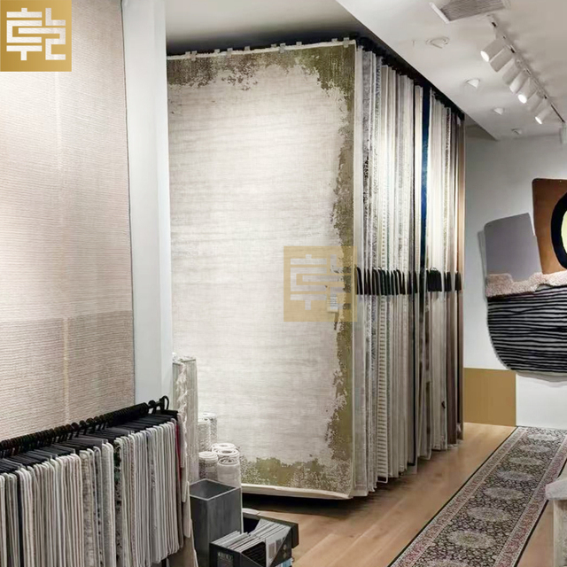 Factory Hot Sale Free Standing Metal Fabric Carpet Rug Display Rack Stand Large Area Hanging for Shop Use