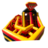 Parcours d'obstacles gonflable commercial Double Rush, jeux interactifs, aire de jeux pour événements en plein air