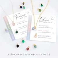 Collier pendentif en pierre naturelle du zodiaque, bijoux de mode tendance, cristal de guérison, pendentif délicat de pierre de naissance pour femmes, vente chaude