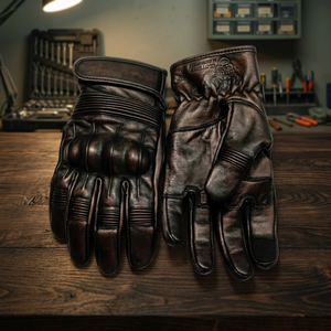 Brown Leather Racing Gloves <b>Full</b> Finger Motorbike Riding Gloves Breathable Non <b>Slip</b> for Cycling Outdoor Sports - Product Image 3