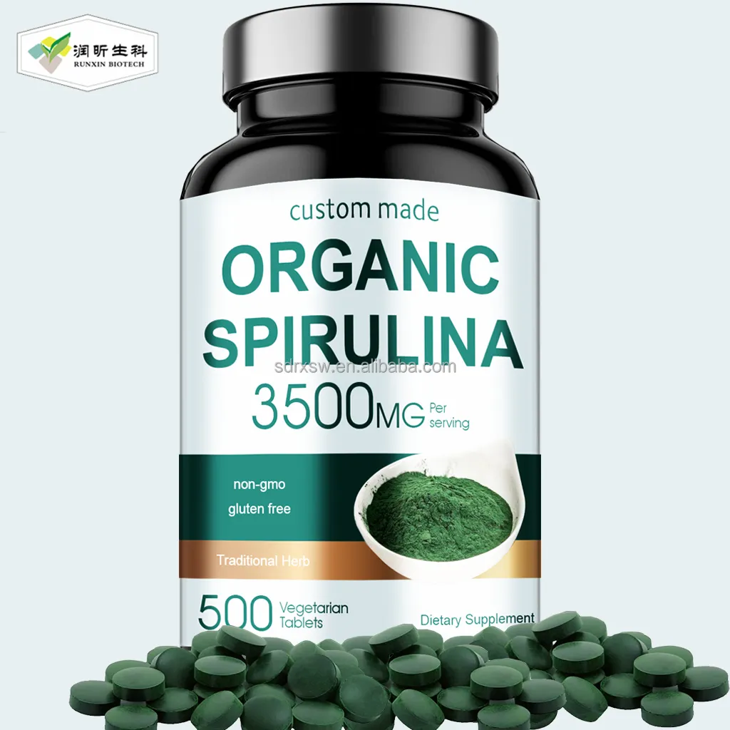 Tablet Spirulina organik pil biru pigmen Phycocyanin bubuk Spirulina kapsul ekstrak Spirulina Tablet