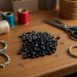 Perline Iln con numeri bianchi su sfondo nero 4x7mm per artigianato 17g - Product Image 2