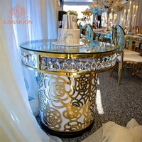 Table à gâteau de mariage de haute qualité, de forme ronde, moderne, luxueuse, avec dessus en verre