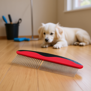 Peigne de toilettage Db Pet Life en acier inoxydable, à dents larges et étroites, rouge, pour l'élimination des poils d'animaux, outil de soin pour animaux de haute qualité - Product Image 2