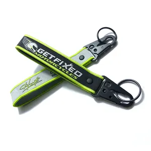 Promotional Gifts Cheap Custom Logo Embroidery Jdm Jet Tag Fabric Car Brand Keychains Woven Keytag Keychain