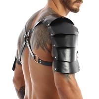 Armure d'épaule de guerrier médiéval pour hommes pour les jeux de rôle LARP, sangle de poitrine réglable, combinaison sexy en cuir PU