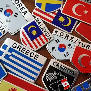 Xe Styling 3D Hợp kim nhôm đa quốc gia cờ dấu hiệu huy hiệu xe Sticker Decal sửa đổi phụ kiện trang trí