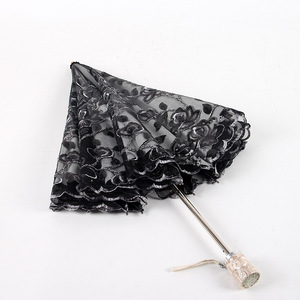 DD3793 rétro or Lolita tissu Parasol noir revêtement européen Parasol mariée mariage fleur <span class=keywords><strong>dentelle</strong></span> parapluies - Product Image 3