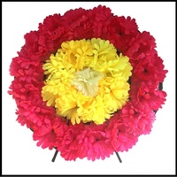 A-1442 Fleurs funéraires bleues colorées 3D 60cm Fleurs artificielles pour cimetière Couronne funéraire blanche