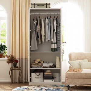 <span class=keywords><strong>Armadio</strong></span> Moderno di Lusso Bianco Stile Shaker <span class=keywords><strong>a</strong></span> <span class=keywords><strong>4</strong></span> <span class=keywords><strong>Ante</strong></span> con Logo Personalizzato OEM, Maniglie Dorate per Camera da Letto e Progetti Alberghieri - Product Image 3