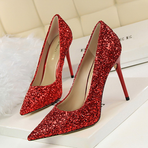 Di modo di estate sandali di perle nero basso a punta col tacco alto pantofole signore degli alti talloni - Product Image 5