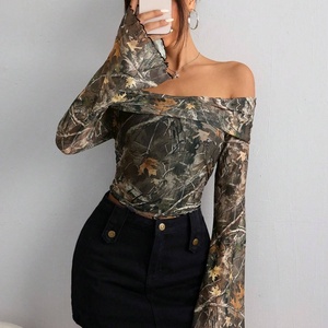 Viviblook Z1230TP02 2025เสื้อครอปลำลองของผู้หญิงคอลเลคชั่นใหม่ฤดูใบไม้ผลิเสื้อยืดโชว์ไหล่แขนยาวกระชับสัดส่วนพร้อมตาข่าย PR - Product Image 3