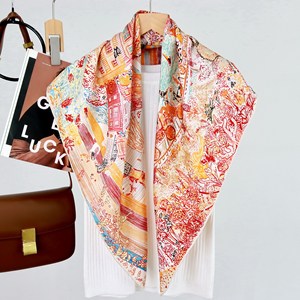 90x90cm 14 Momme Twill 100% Mulberry Silk Square Scarf, Wholesale Women Fashion <b>Shawl</b> Hijab Neck <b>Wrap</b> - Product Image 4