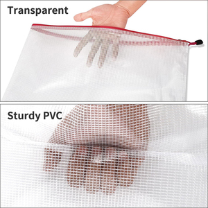 Pochette en maille PVC transparente avec fermeture éclair, personnalisable avec logo, pour voyage et articles de toilette, vente en gros usine - Product Image 5