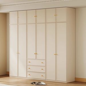 <span class=keywords><strong>Armoire</strong></span> Modulaire Contemporaine de Style Français, Blanc Crème, avec Tiroirs Intégrés, Penderie Polyvalente pour Chambre à Coucher - Product Image 1