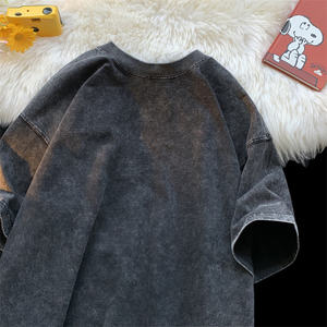 Футболка в стиле американского винтажа, 220 грамм, с эффектом потертости, с логотипом, нанесенным методом шелкографии, не скатывается, с коротким рукавом, из чистого хлопка - Product Image 6