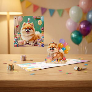 Carte de vœux 3D mignonne pour chien, artisanat vietnamien, meilleur prix, pour les amoureux des chiens, tendance, artisanat en papier fait main - Product Image 5