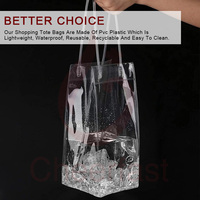 Sacs de transport en PVC transparent personnalisés avec poignées sacs fourre-tout réutilisables pour le vin de glace sac de vin refroidisseur en plastique paquet de champagne