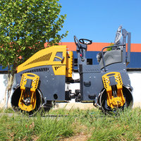 Compacteur de sol et d'asphalte professionnel à double tambour hydraulique de 4 tonnes, machine de construction routière vibrante autoportée