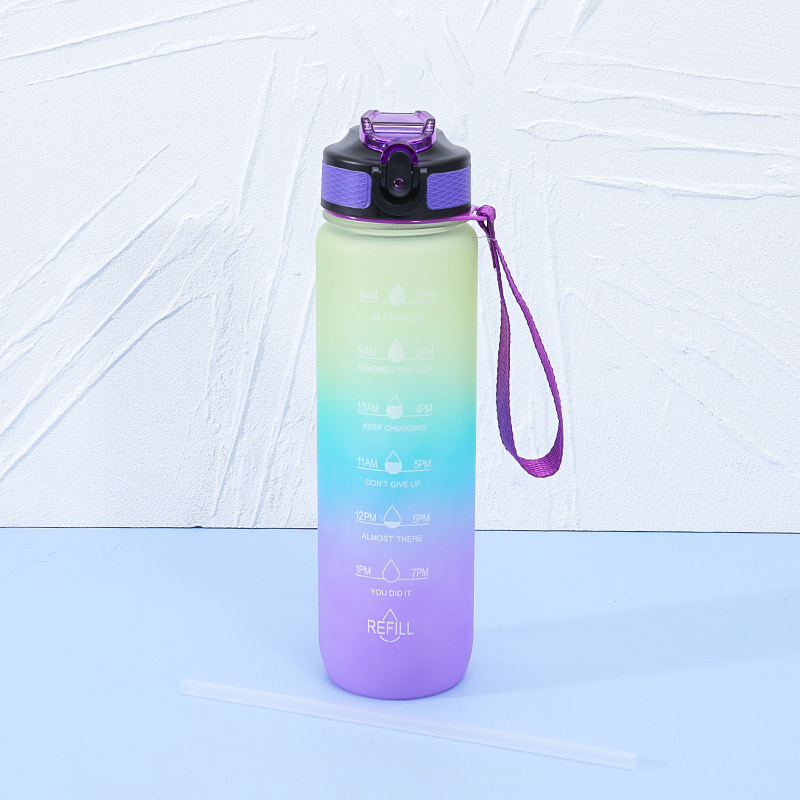 Custom Logo 32oz Sports Water Bottle with Time Marker Gym Motivational ...