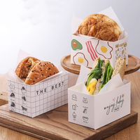 Boîte d'emballage pour sandwich, boîte d'emballage pour toast épais aux œufs pour le petit-déjeuner, plateau en papier pour pâtisserie occidentale coréenne