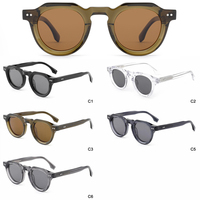 Lunettes de soleil en acétate translucide polies à la main pour hommes, montures carrées rétro, verres polarisés TAC dégradés, lunettes de mode, vente en gros
