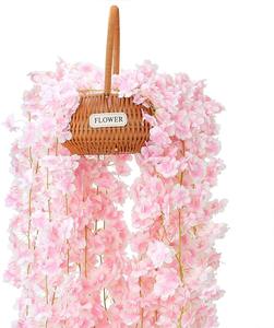 6 قطع من إكليل زهور الكرز الوردي بطول 35.4 قدم - أكاليل ساكورا معلقة لتزيين حفلات الزفاف وديكور الربيع والصيف - Product Image 6