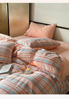 Ensemble de literie pour dortoir en coton 100% pur, 4 pièces, style nordique, couleur unie, motif géométrique, lavé, toutes saisons, personnalisable