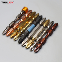 Jeu de tournevis magnétiques à double tête PH2 de qualité industrielle, en acier S2, avec embout hexagonal de 1/4 pouce, antidérapant, pour l'exportation