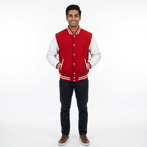 OEM Manufacturer High Quality Custom Baseball Bomber Letterman Varsity <b>Jacket</b> <b>for</b> <b>Men</b> College Leather Sleeves Stand Logo - Product Image 1