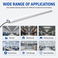 Luminaire LED Tri-Proof IP65 20W-60W en aluminium étanche, type batten linéaire, avec CRI80, garantie 5 ans et dimmable