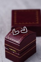 Boucles d'oreilles clous en or 18 carats Lerca avec cœur et diamant, élégantes et raffinées, indispensables pour le quotidien, bijoux fins pour femmes