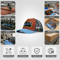 Casquette Trucker Ajustable 5 Panneaux Respirante de Qualité Supérieure avec Blocs de Couleurs, Patch Personnalisé et Design d'Image en Maille