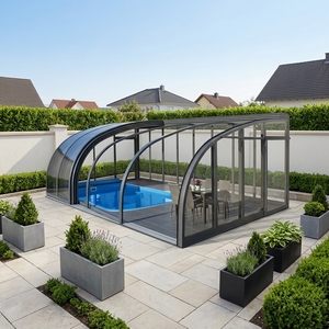 Véranda <span class=keywords><strong>en</strong></span> verre à structure <span class=keywords><strong>en</strong></span> aluminium, mobile, Prima Sunroom, avec toit rétractable préfabriqué - Product Image 4