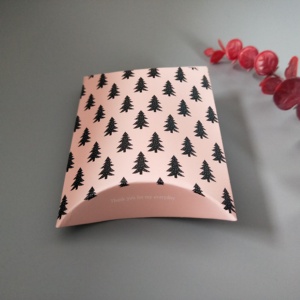 Stock Korean style small colorful gift packaging pillow box with design of pink pine