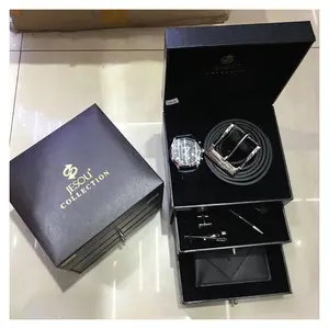 Reloj de negocios de gama alta, conjunto de regalo para hombre, regalo para padre story, caja de tres capas, cinturón, BILLETERA, llavero, bolígrafo de firma