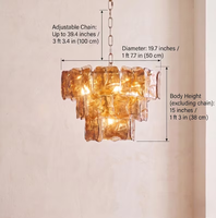 Lustre LED de luxe moderne avec abat-jour rectangulaires en fer, à intensité variable, pour salon, cuisine et mariages