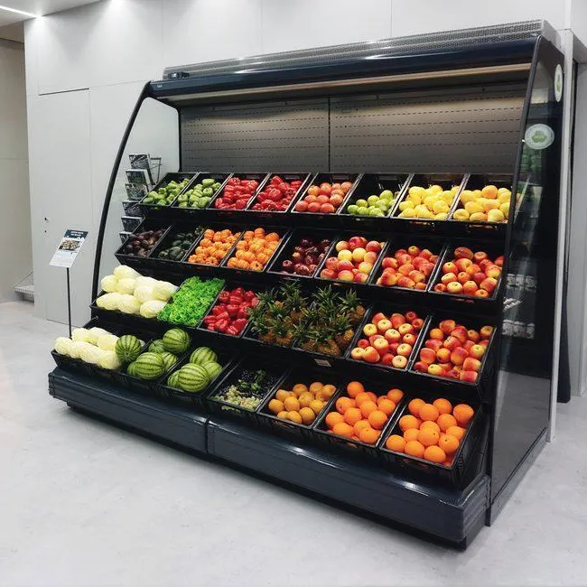 野菜や果物の保管用のSPMスーパーマーケットプラグインオープンタイプマルチデッキディスプレイキャビネット冷蔵庫