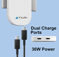 Cargadores y Adaptadores de Viaje Ultrafinos y Rápidos, Cargador de Pared Plegable de 35W con Doble Puerto Tipo C, Enchufe UK, Cargadores PD GaN para Teléfono Móvil