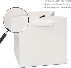 Durable Recyclable Kraft Paper Square Shopping Bags Flexographic Printed <b>Ribbon</b> Handles for Sushi Chocolate Gift Promotion Fast - Product Image 6