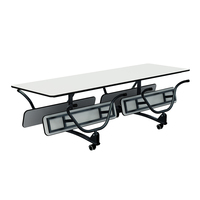 Table de cantine mobile en bois pour université, table de cantine pliante pour école avec banc
