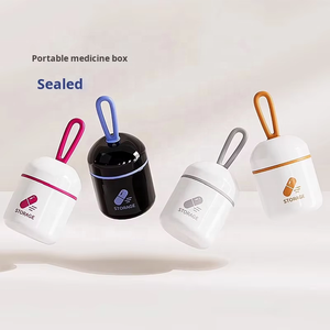Mini organizador semanal de pastillas de dos compartimentos, caja de medicamentos resistente a los niños, caja de almacenamiento de viaje, caja con asa, almacenamiento de cápsulas, grado alimenticio PP - Product Image 2