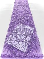 Vente flash : Tissu de dentelle brodée en maille à sequins perlés, 100 % polyester, écologique, de luxe, pour robes de mariée