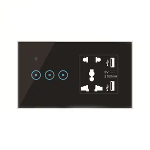 universal Socket 1 2 3 4 Gang Touch wifi Wall Light Switch Work with Alexa Google Home Smart Switch Socket Tuya eWeLink