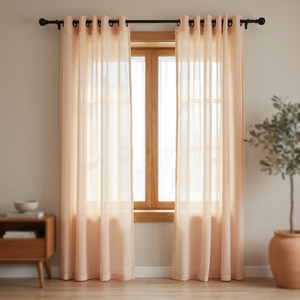 Ensemble de cantonnières modernes unies en voile, à œillets, translucides, écologiques, pour la décoration de salon et de la maison - Product Image 1