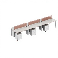 Bureau modulaire personnalisé à 6 places, plan ouvert, avec écran de confidentialité, mobilier de bureau pour projets commerciaux
